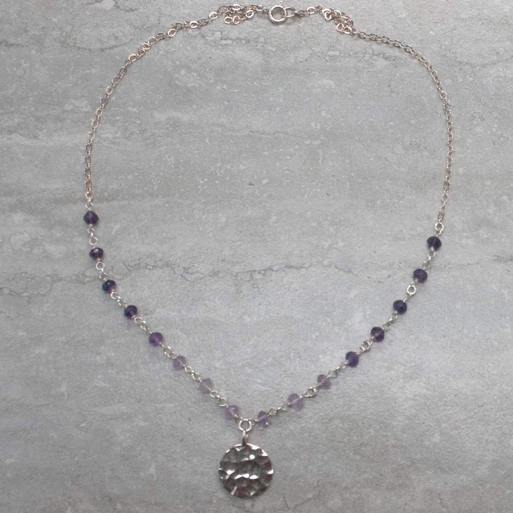 Amethyst silver necklace
